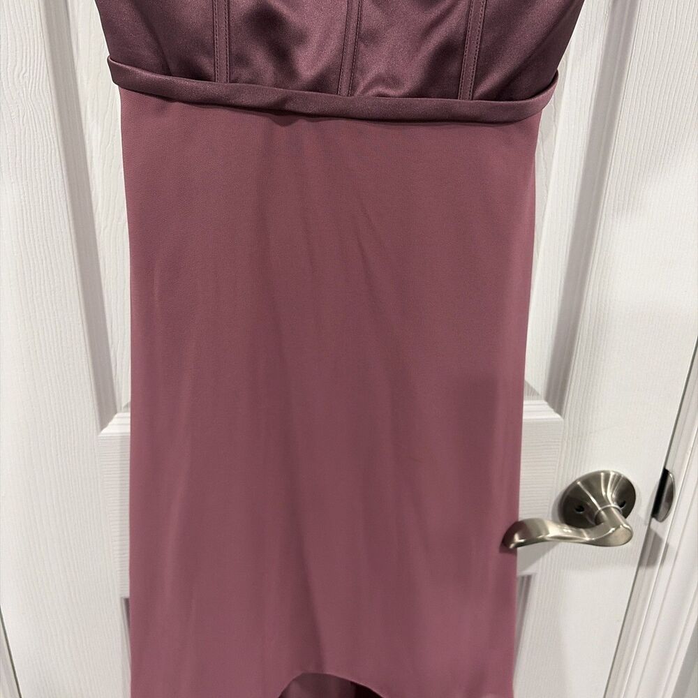Satin Hi Low Formal Dress Dark Mauve Bodice Romantic Evening Party Elegant Size2 - Picture 3 of 8